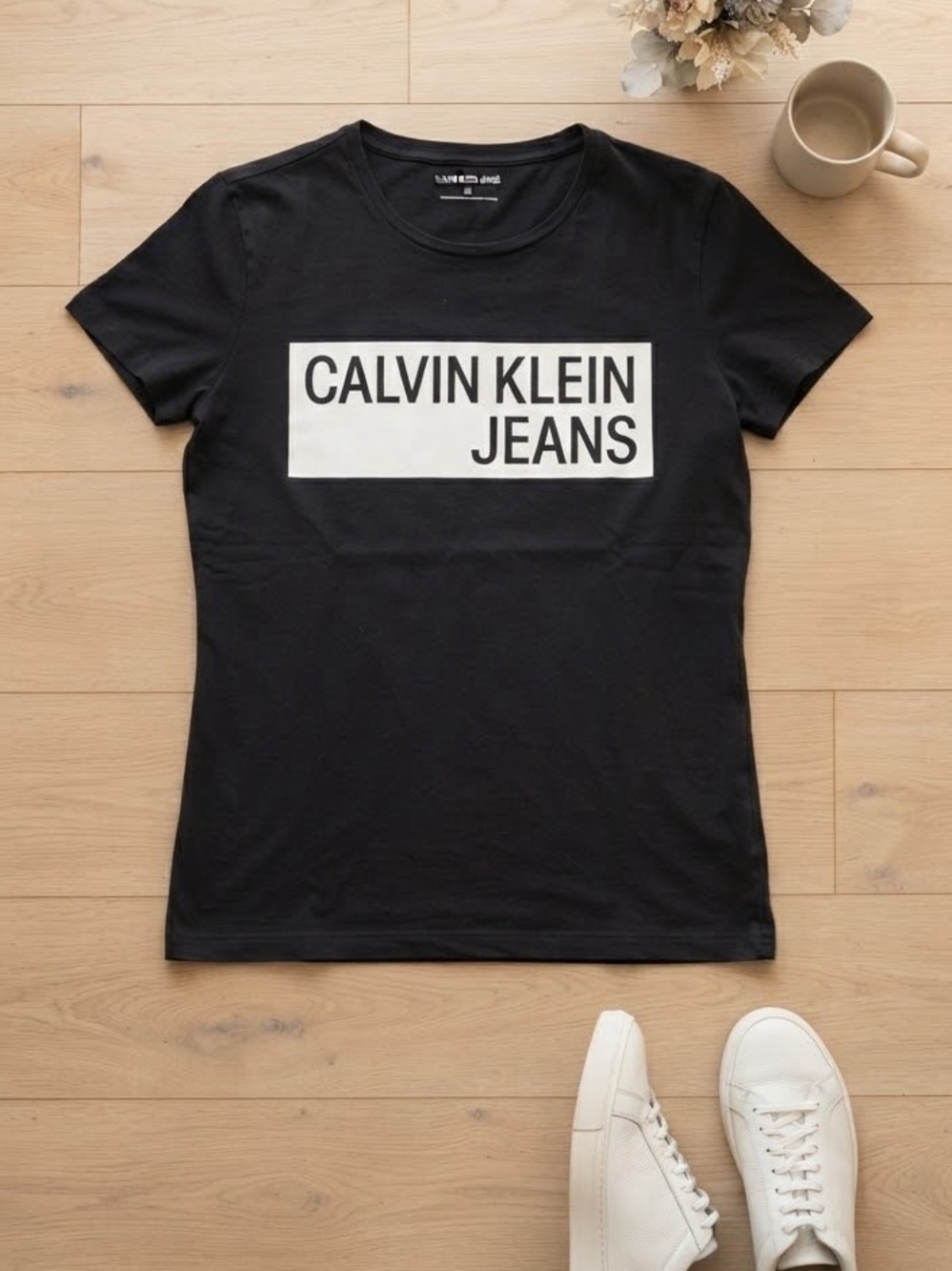 Calvin Klein Jeans Black Logo Sweatshirt with White Block